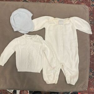 Cute 0-3 months knit sweater set! Onesie, sweater, hat